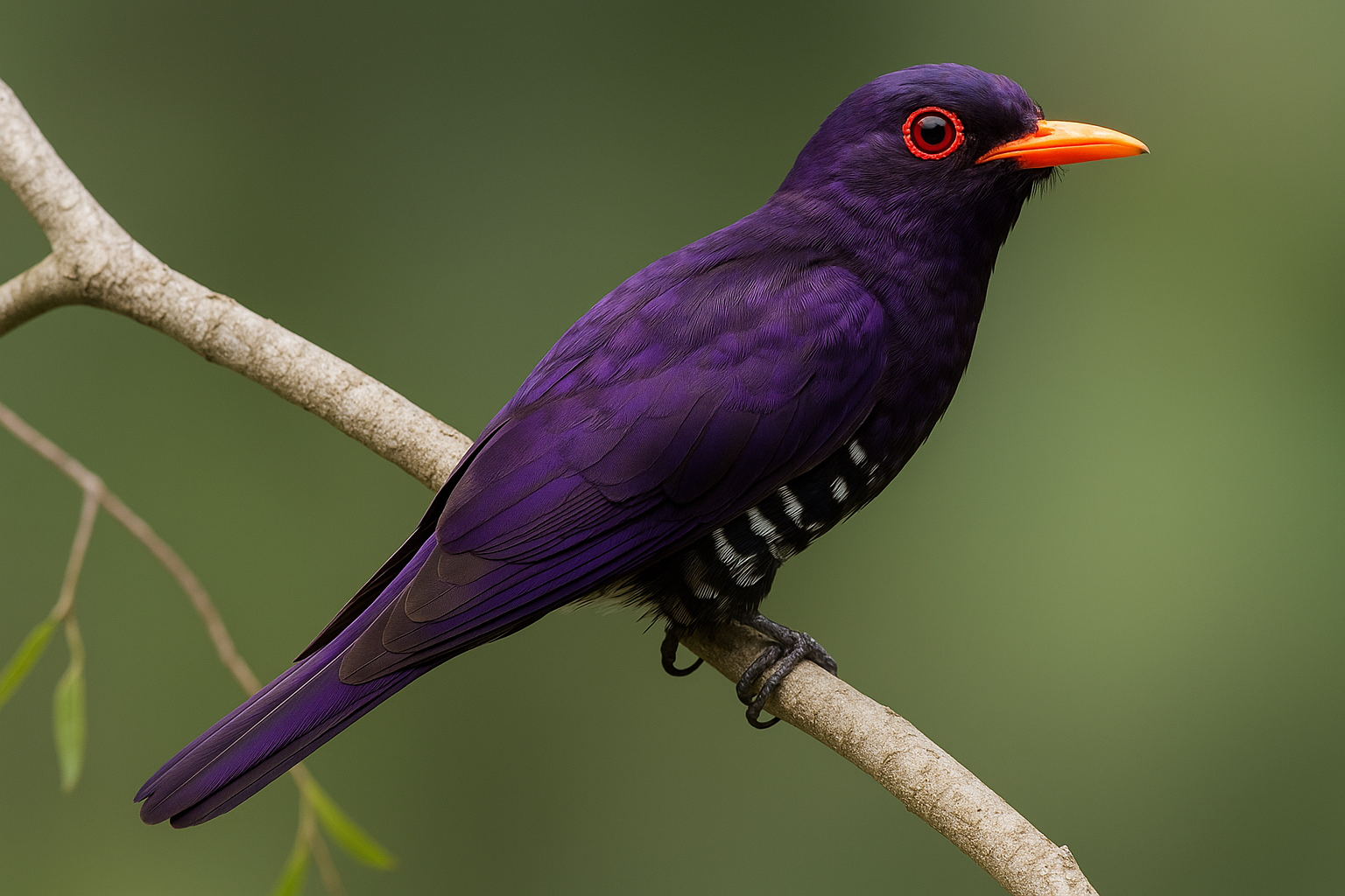 Violet Cuckoo on a branch.