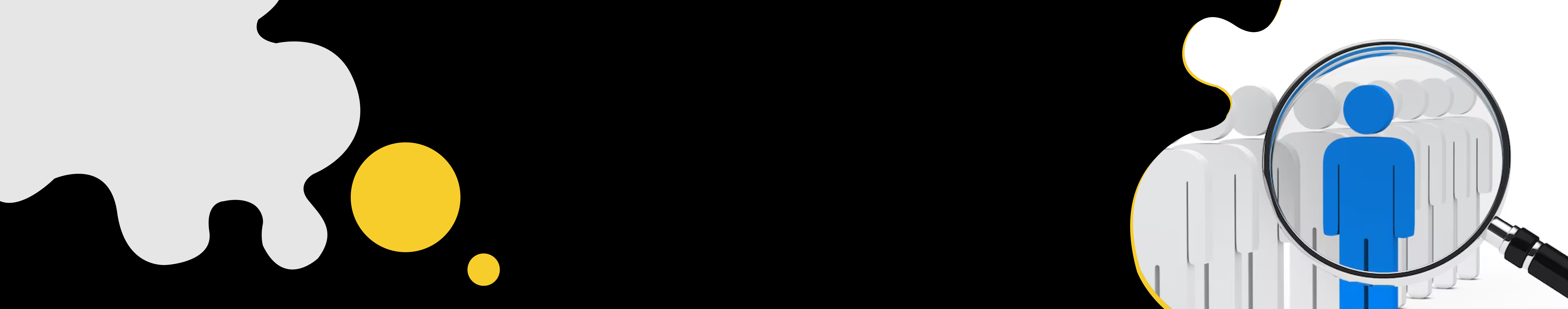black banner with search for candidate representing image, and some shapes.