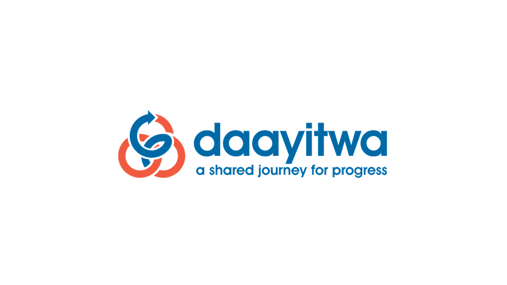 Daayitwa Logo featuring with three interconnected rings in blue and red, and the text "daayitwa a shared journey for progress".